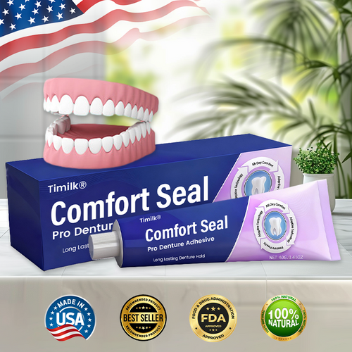 Timilk® Comfort Seal Pro Denture Adhesive🦷💜 (Clinically Proven 96-   Hour Lock Hold for   Secure, Comfortable &   Zinc-Free Denture Fit)